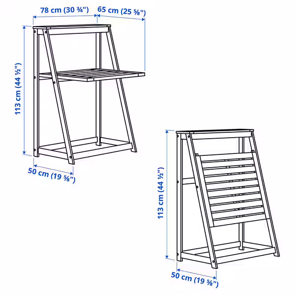 DJUPÖN Складной стол - коричневый - схема-чертеж с размерами