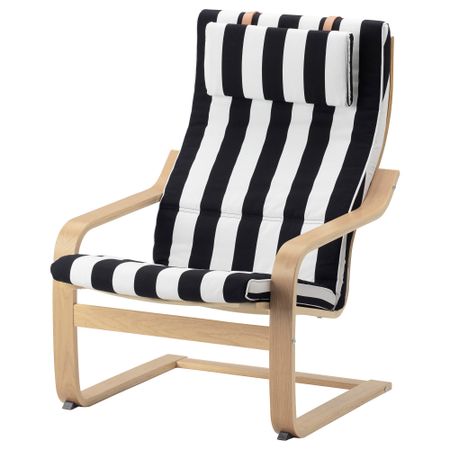 Кресло ПОЭНГ, дубовый шпон, Стенли черный/белый