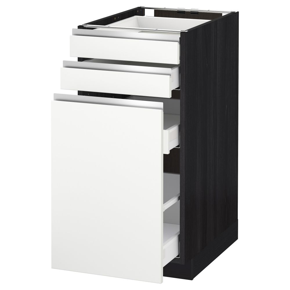Напольный шкаф с выдвижными модулями, 2 фронтальные панели МЕТОД / МАКСИМЕРА, черный, Нодста белый - схема-чертеж с размерами
