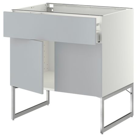 Напольный шкаф, полки, ящик, 2 двери МЕТОД / МАКСИМЕРА, белый, Веддинге серый