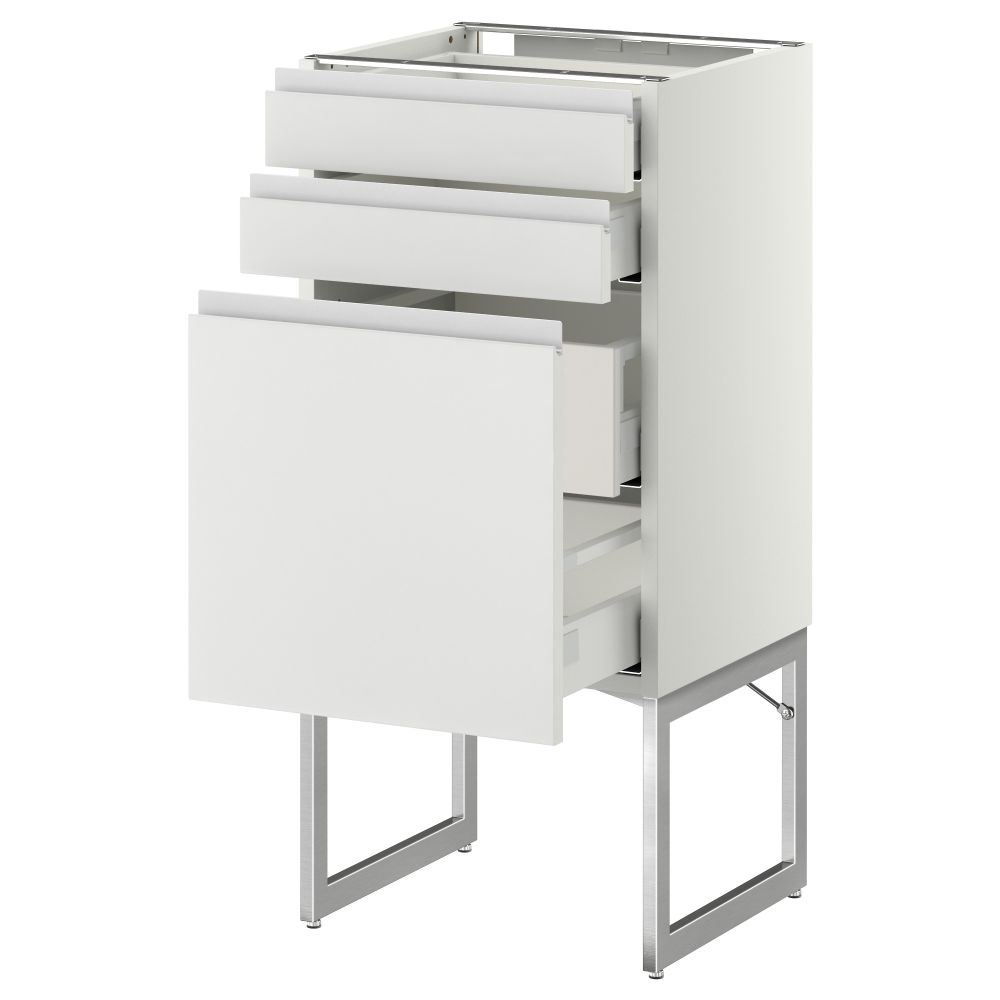 Напольный шкаф 3 фронтальных панели, 2 нижних, 2 средних ящика МЕТОД / МАКСИМЕРА, белый, Нодста белый - схема-чертеж с размерами