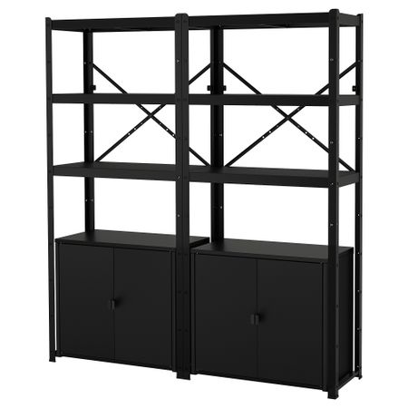 Стеллаж со шкафами, черный, 170x40x190 см IKEA BRORINGE БРУР-ИНГЕ 494.717.44