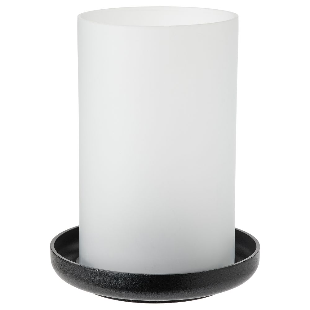 Фонарь, матовое стекло, черный, 22 см IKEA HEDERVÄRD 005.106.19 - фото 1