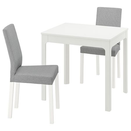 Стол и 2 стула, белый/Книса светло-серый 80/120 см IKEA EKEDALEN ЭКЕДАЛЕН / KÄTTIL КЭТТИЛ 194.288.13