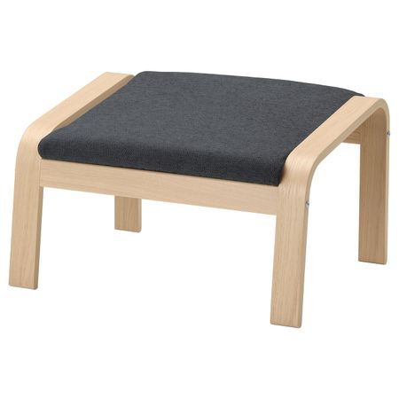 Табурет для ног, дубовый шпон, беленый/Хили темно-серый IKEA POÄNG ПОЭНГ 393.194.03
