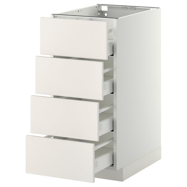 Напольный шкаф 4 фронтальных панели, 4 ящика МЕТОД / МАКСИМЕРА, белый, Веддинге белый - схема-чертеж с размерами
