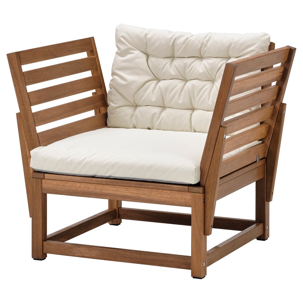 Садовое кресло, светло-коричневая морилка, Kuddarna бежевый IKEA NÄMMARÖ 194.911.97 - фото 1