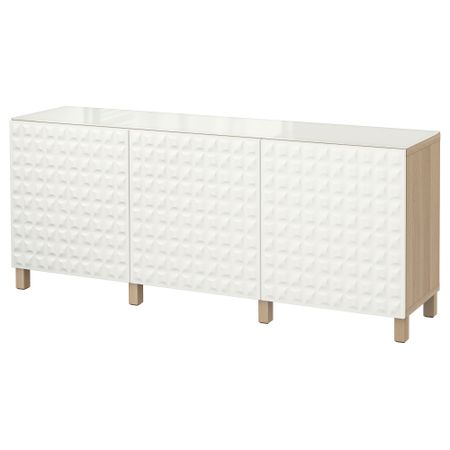 Комбинация для хранения с дверцами БЕСТО, под беленый дуб, Дьюпвикен белый (180x40x74 см)