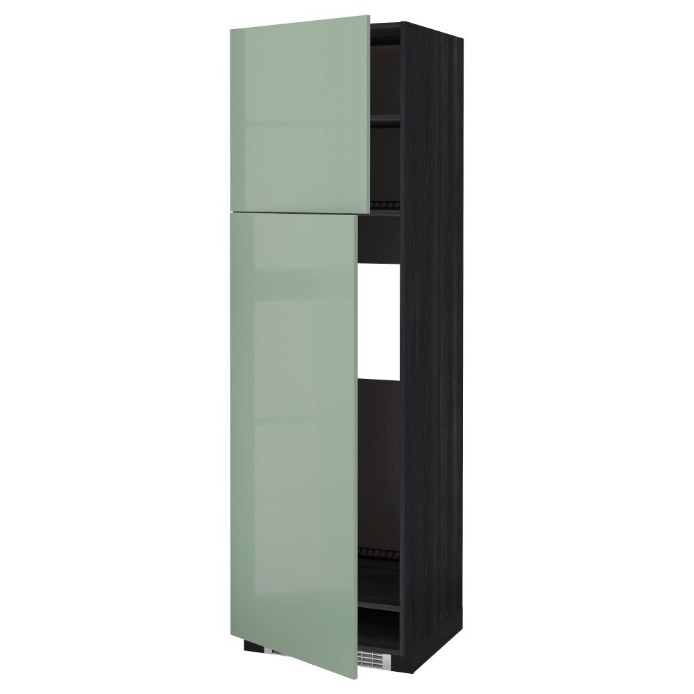 Высокий шкаф для холодильника, 2 дверцы МЕТОД, черный, Калларп светло-зеленый - схема-чертеж с размерами