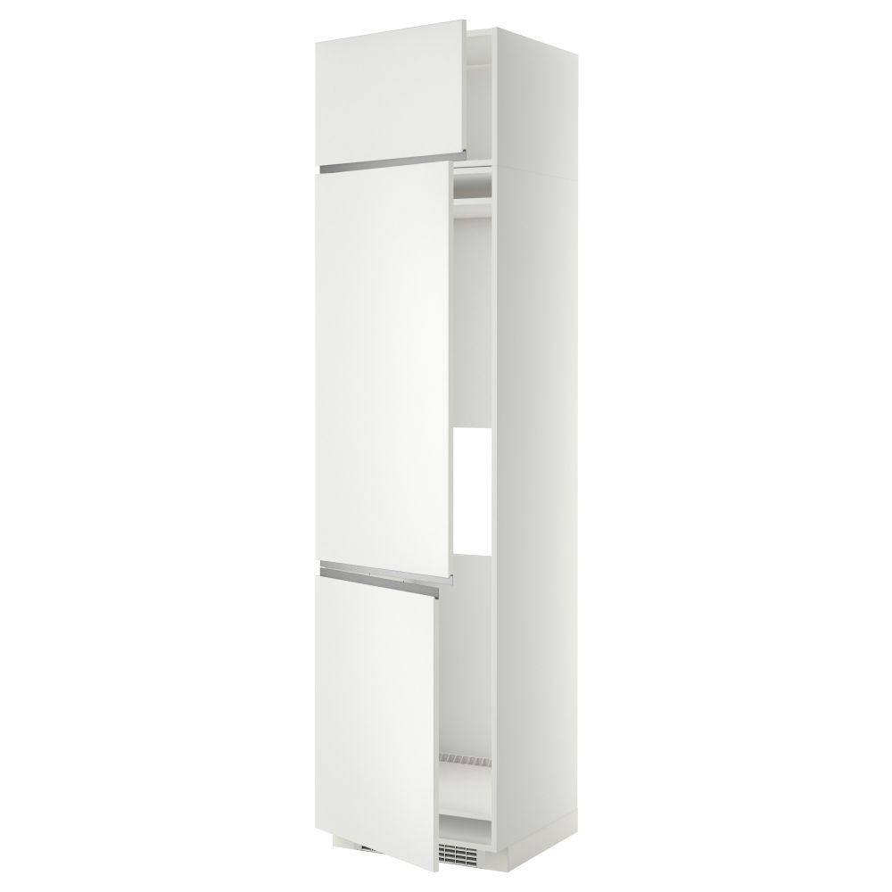 Высокий шкаф для холодильника или морозильника, с 3 дверями МЕТОД, белый, Нодста белый - схема-чертеж с размерами