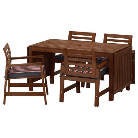 Стол + 4 кресла, для сада ЭПЛАРО, коричневая морилка, Экерон черный