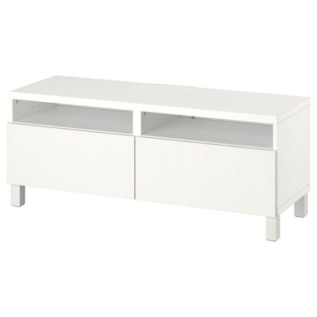 Тумба под ТВ, с ящиками, белый/тиммер/стуббар белый 120x42x48 см IKEA BESTÅ БЕСТО 694.323.65