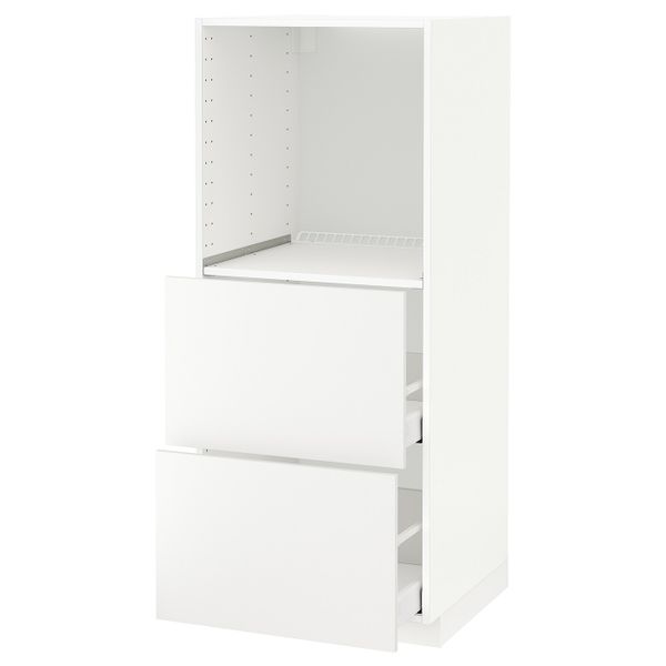 Высокий шкаф с 2 ящиками для/духовки, белый/Хэггеби белый 60x60x140 см IKEA METOD МЕТОД / MAXIMERA МАКСИМЕРА 192.316.61 - схема-чертеж с размерами