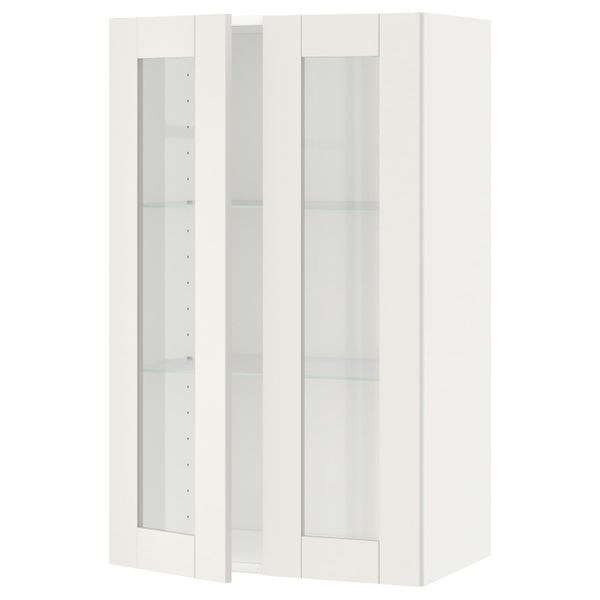 Навесной шкаф/полки/2стеклян двери, белый/Сэведаль белый 60x100 см IKEA METOD МЕТОД 694.453.77 - фото 1