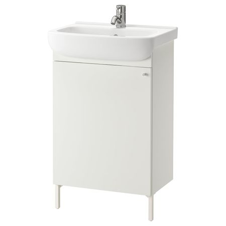 Шкаф под раковину с 1 дверцей, белый/ПИЛКОН смеситель 54x98 см IKEA NYSJÖN НЮШЁН / BJÖRKÅN БЬЙОРКОН 594.147.34