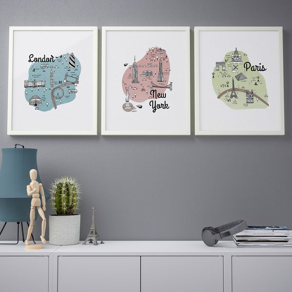 Постер, Отправляемся в путешествие, 40x50 см IKEA DRÖMBILD ДРЁМБИЛЬД 504.418.31 - схема-чертеж с размерами