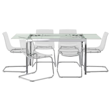 Стол и 6 стульев ГЛИВАРП / ТОБИАС, прозрачный, прозрачный (188 см)
