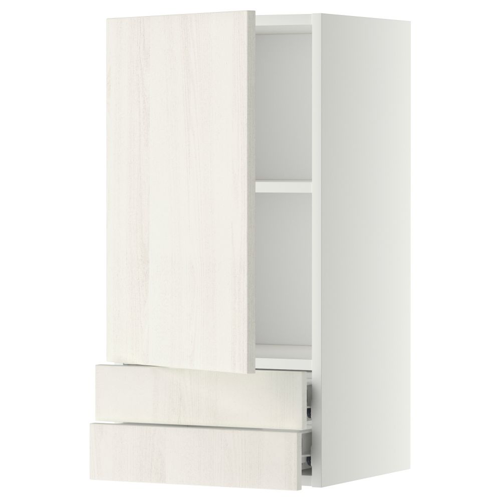 Навесной шкаф с дверцей, 2 ящика МЕТОД / ФОРВАРА, белый, Росдаль белый - схема-чертеж с размерами