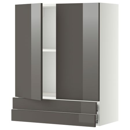 Навесной шкаф, 2 дверцы, 2 ящика МЕТОД / ФОРВАРА, белый, Рингульт серый