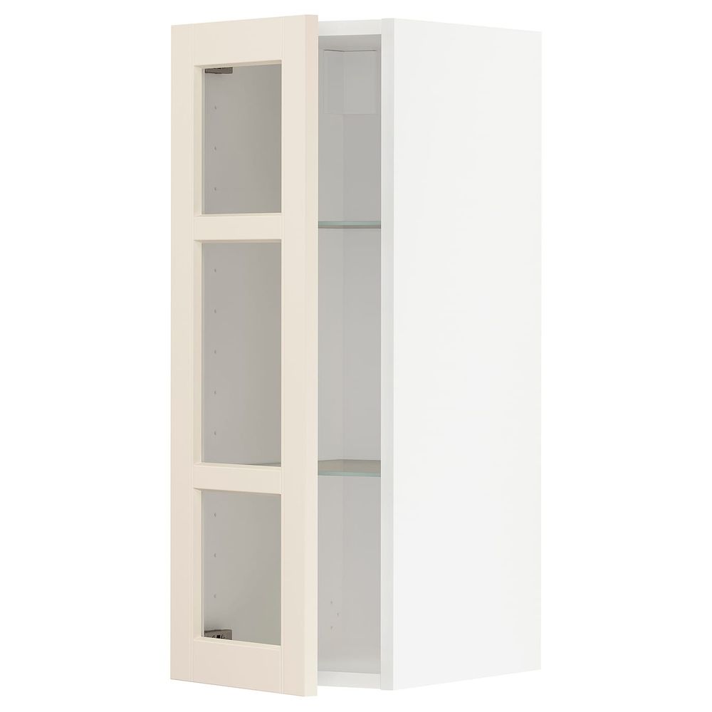 Навесной шкаф с полками, стекляными дв, белый/Хитарп белый с оттенком 30x80 см IKEA METOD МЕТОД 993.007.97 - схема-чертеж с размерами