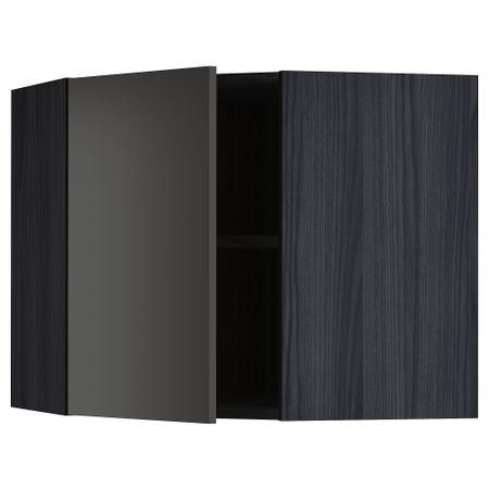 Угловой навесной шкаф с полками, черный, Nickebo матовый антрацит, 68x60 см IKEA METOD МЕТОД 594.983.47