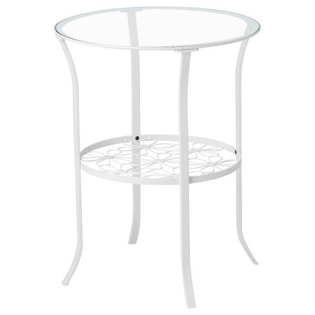 Придиванный столик, белый, прозрачное стекло 49x62 см IKEA KLINGSBO КЛИНГСБУ 304.999.79