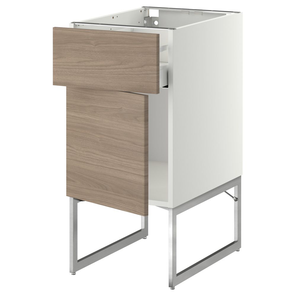 Напольный шкаф с ящиком, дверью МЕТОД / МАКСИМЕРА, белый, Брокхульт светло-серый - схема-чертеж с размерами