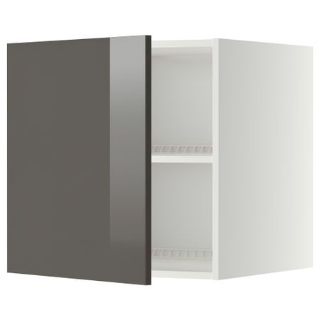 Верхний шкаф на холодильник, морозильник МЕТОД, белый, Рингульт серый