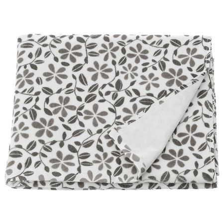 Банное полотенце, белый, серый 70x140 см IKEA JUVELBLOMMA ЮВЕЛЬБЛОММА 204.555.94
