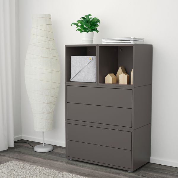 Комбинация шкафов с ножками, темно-серый, 70x35x107 см IKEA EKET ЭКЕТ 492.217.88 - фото 3