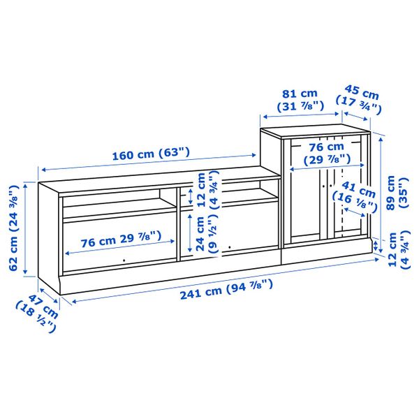 Шкаф для ТВ, комбинация, темно-коричневый 241x47x89 см IKEA ХАВСТА 292.658.82 - фото 8