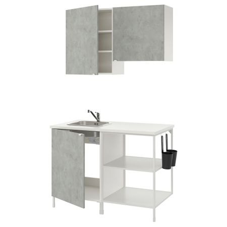 Кухня, 123x63.5x222 см, белый, под бетон IKEA BEGIVENHET БЕГИВЕНХЕТ 293.371.10