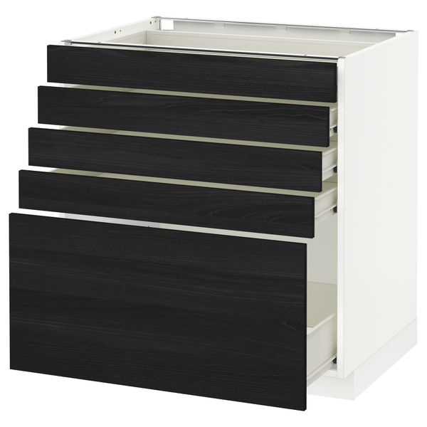 Напольный шкаф с 5 ящиками МЕТОД / ФОРВАРА, белый, Тингсрид черный - схема-чертеж с размерами