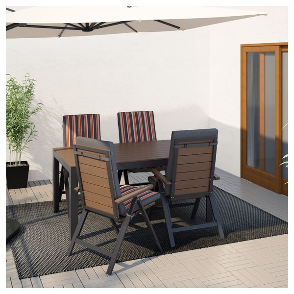 Стол + 4 кресла, для сада ФАЛЬСТЕР, черный, Экерон черный - фото 2