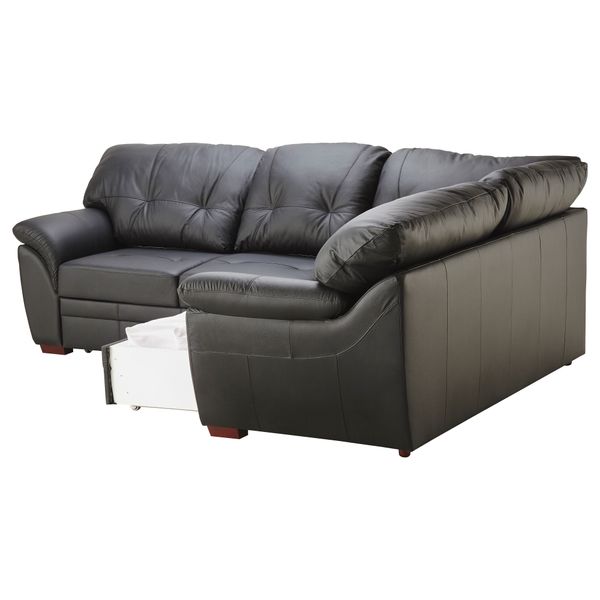 Диван-кровать угловой БЬЁРБУ, правый, черный - фото 3