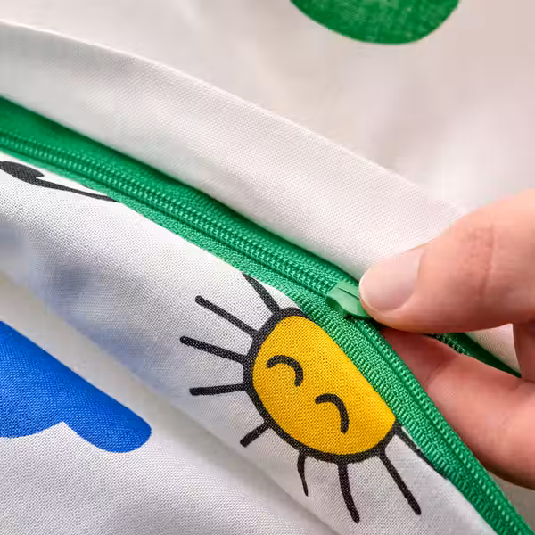 GRÖNFINK Пододеяльник и наволочка д/кроватки - разноцветный 110x125/35x55 см - фото 5