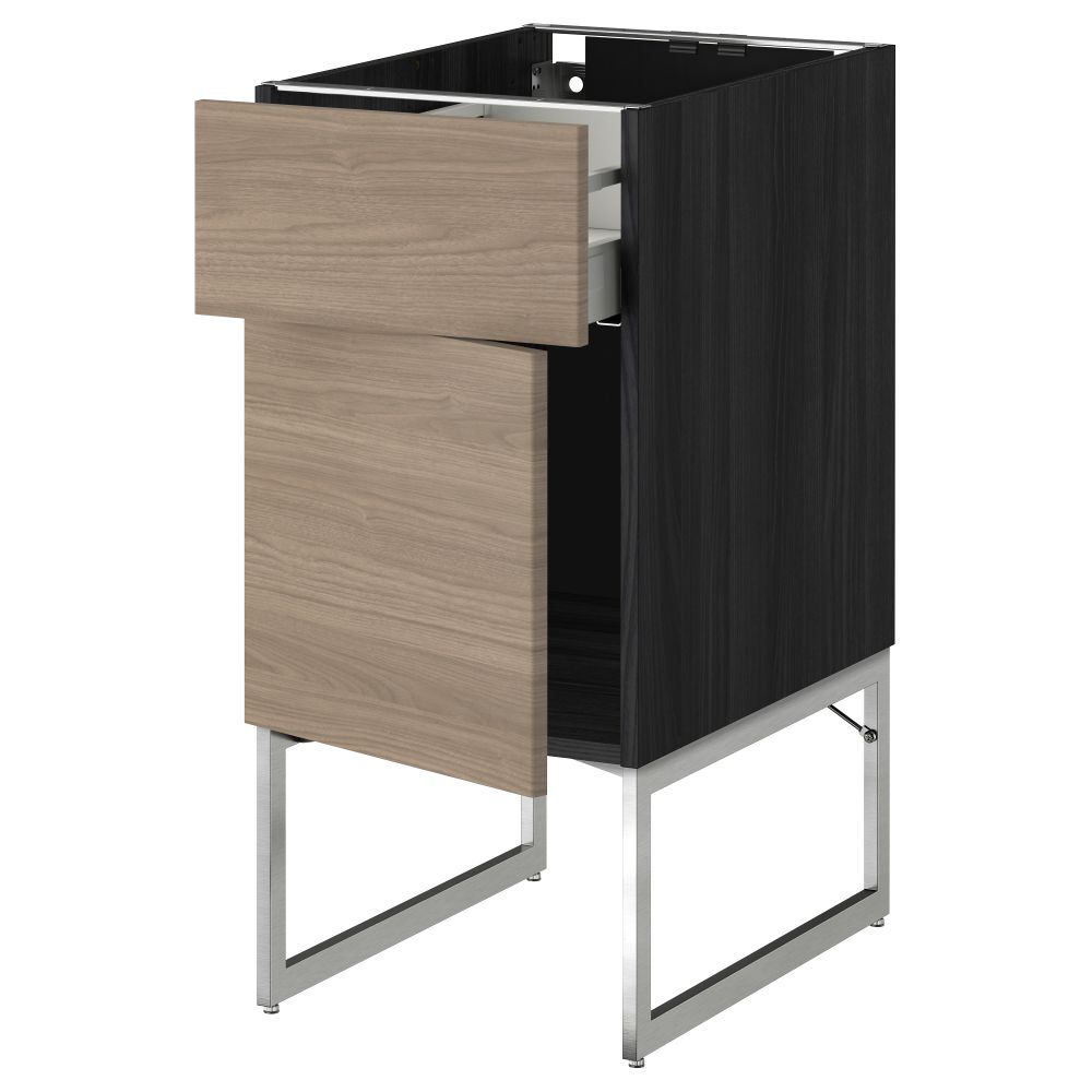 Напольный шкаф с ящиком, дверью МЕТОД / МАКСИМЕРА, черный, Брокхульт светло-серый - схема-чертеж с размерами