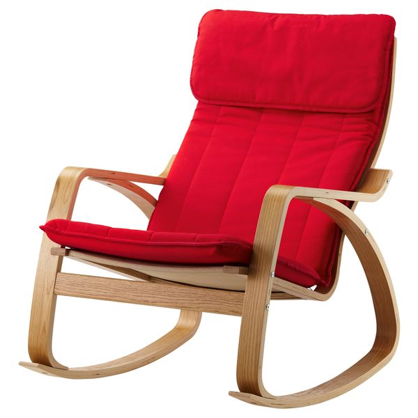 Кресло-качалка ПОЭНГ, дубовый шпон, Ранста красный - фото 1