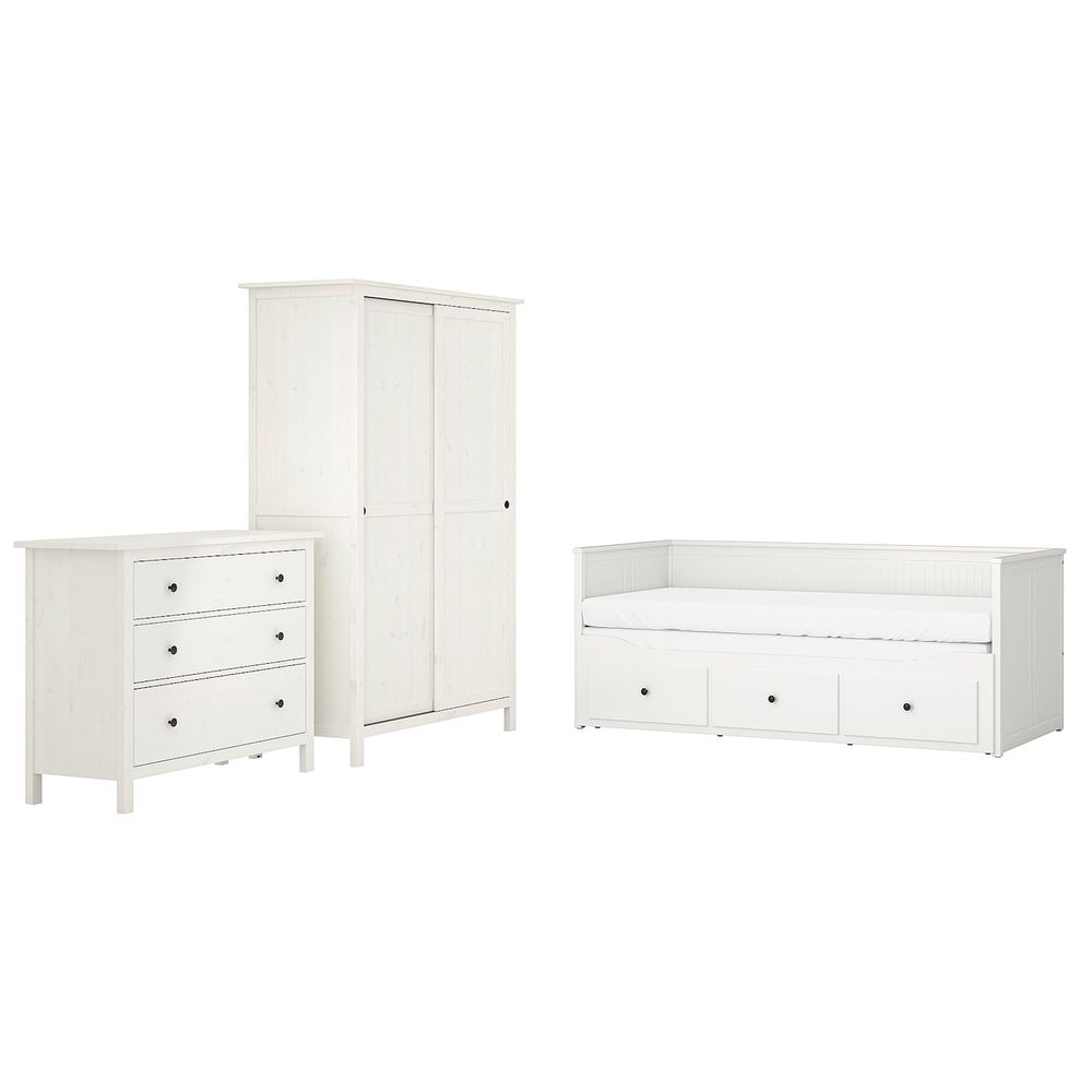 Комплект мебели для/спальни, 3 предм., белая морилка 80x200 см IKEA HEMNES ХЕМНЭС 094.880.01 - фото 1
