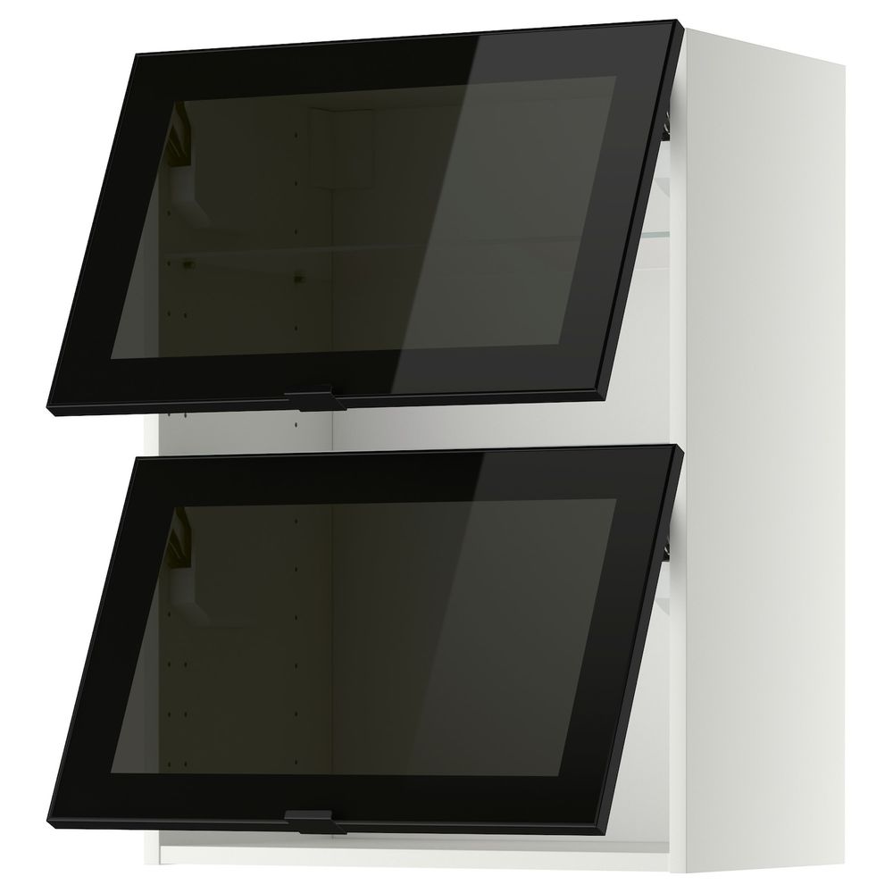 Навесной горизонтальные шкаф, 2 зеркальная дверц, белый/Ютис дымчатое стекло 60x80 см IKEA МЕТОД 893.305.87 - схема-чертеж с размерами