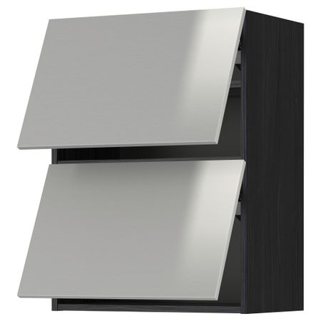 Навесной шкаф, 2 дверцы, горизонтальный МЕТОД, черный, Гревста нержавеющ сталь