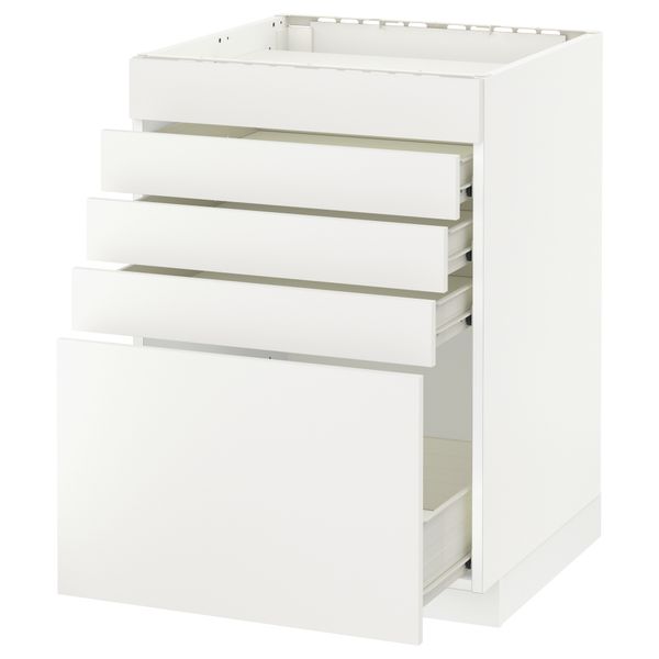 Напольный шкаф для варочной панели, 5 фасадов, 4 ящиков МЕТОД / ФОРВАРА, белый, Хэггеби белый - схема-чертеж с размерами