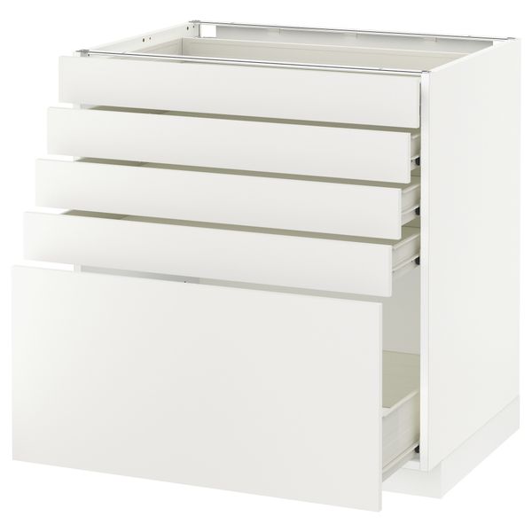 Напольный шкаф с 5 ящиками МЕТОД / ФОРВАРА, белый, Хэггеби белый - схема-чертеж с размерами