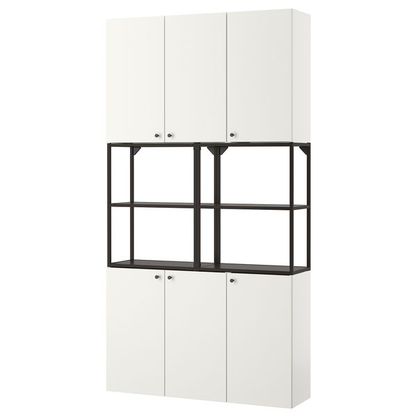 Комбинация для хранения, антрацит, белый, 120x32x225 см IKEA BEGIVENHET БЕГИВЕНХЕТ 993.314.35 - фото 1