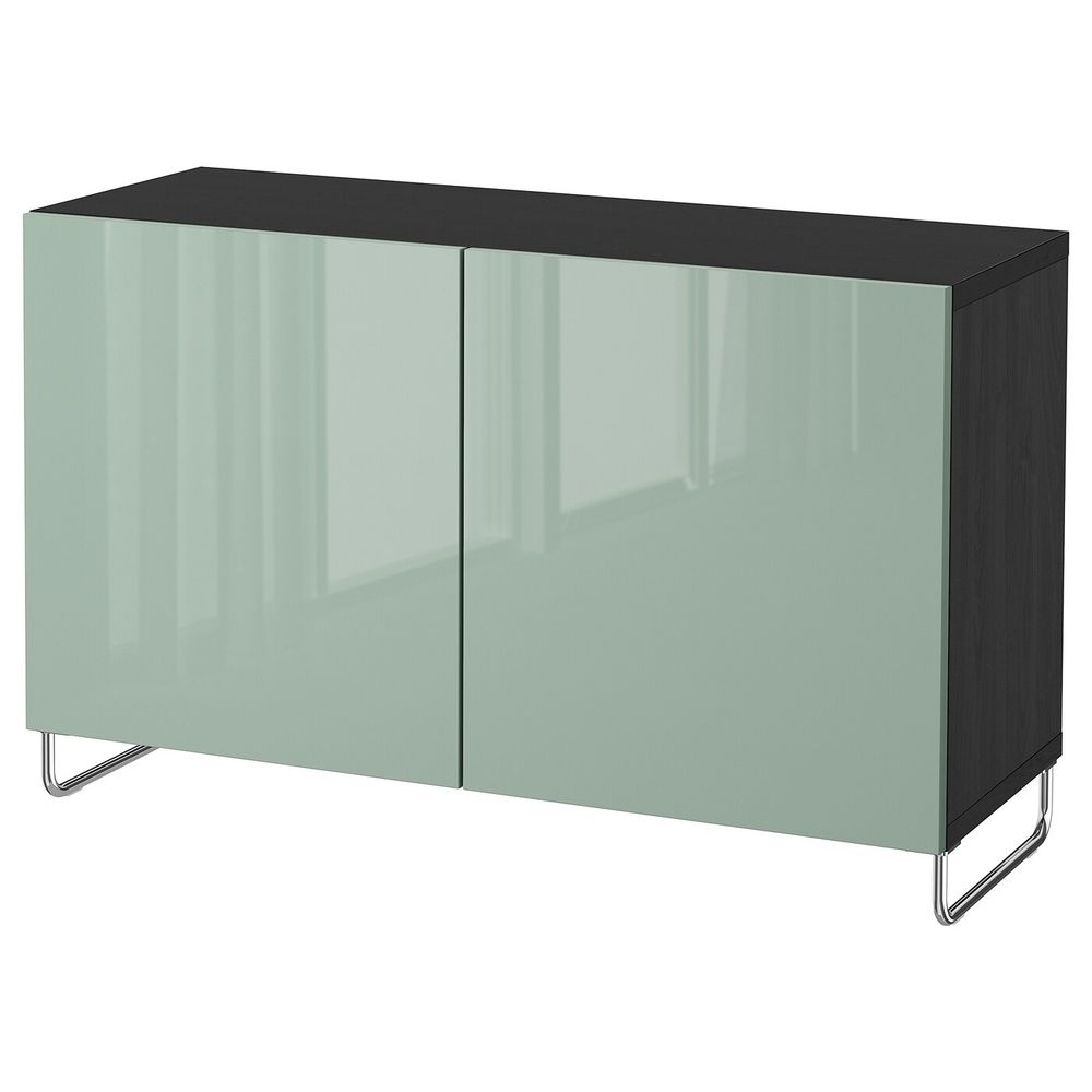 Комбинация для хранения с дверцами, черно-коричневый, СЕЛЬВИКЕН/СУЛАРП глянцевый/серо-зеленый светлый, 120x40x74 см IKEA БЕСТО - схема-чертеж с размерами