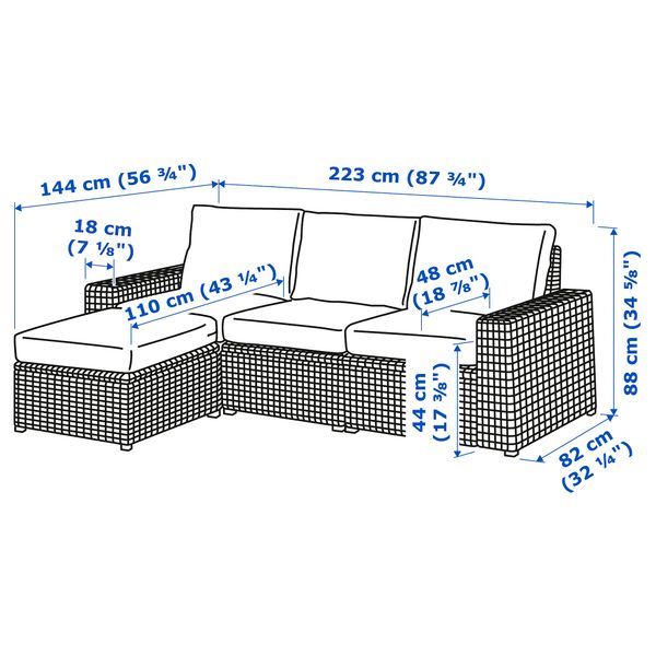 IKEA в интерьере - схема-чертеж с размерами