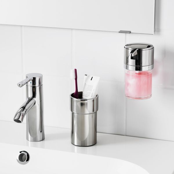 Держатель дозатора для жидкого мыла, хромированный IKEA КАЛЬКГРУНД 503.809.22 - схема-чертеж с размерами