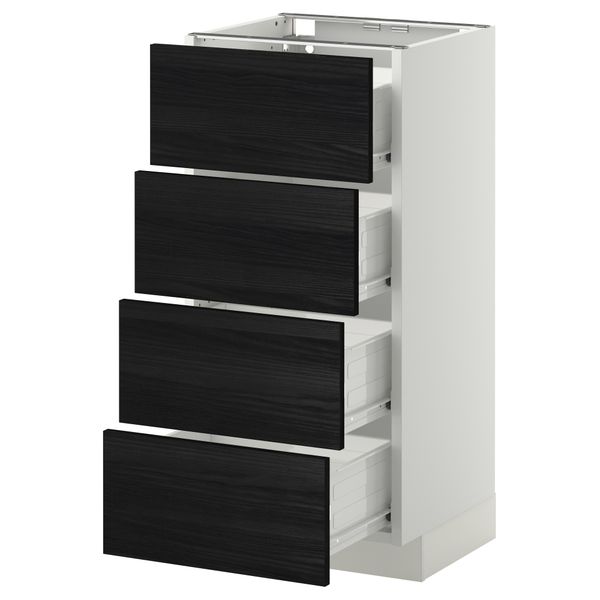 Напольный шкаф 4 фронтальных панели, 4 ящика МЕТОД / ФОРВАРА, белый, Тингсрид черный - схема-чертеж с размерами