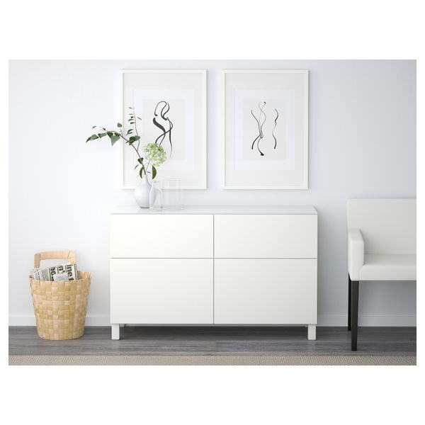 Комбинация для хранения с ящиками БЕСТО, Лаппвикен белый (120x40x74 см) - фото 2