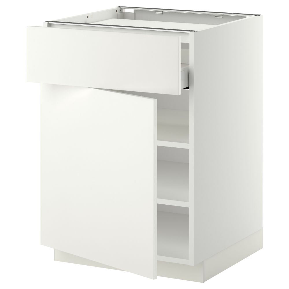 Напольный шкаф для варочной панели, ящик, полка, дверцы МЕТОД / МАКСИМЕРА, белый, Хэггеби белый (60x60 см) - фото 1